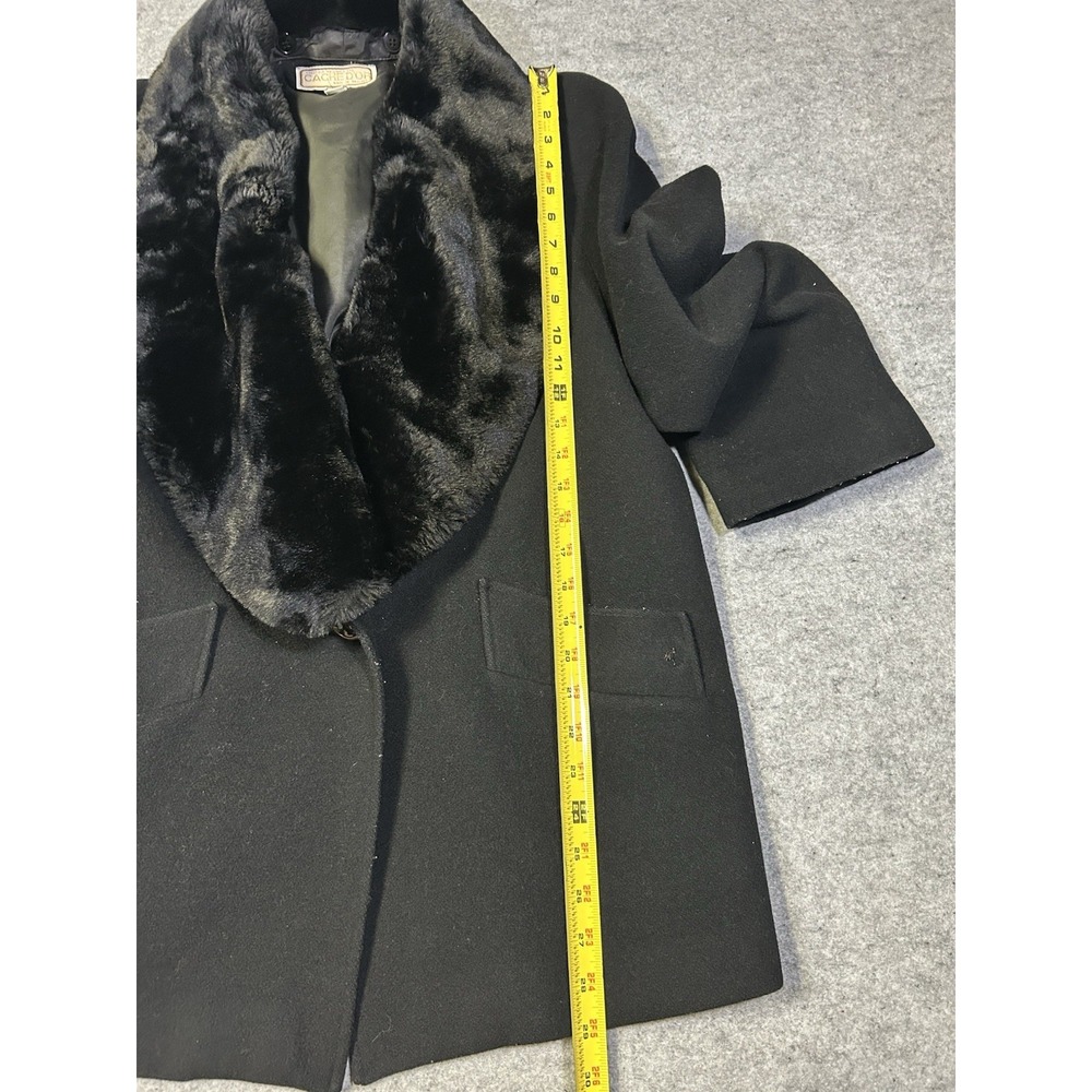 VTG Cache d'Or (Mansfield) Cashmere/Wool Coat Removable Faux Collar Glam L 12 - Picture 10 of 16